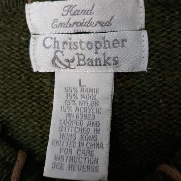 Christopher & Banks Sweater Women's Large GUC Wool Blend Fall Hand Embroidered - Picture 4 of 6